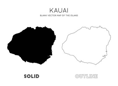 Kauai harita Kauai Ada Sınırları boş vektör haritası infografik Vektör için