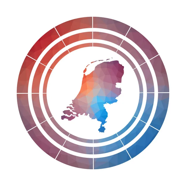 Odznaka Holandii jasny gradient logo kraju w stylu Low Poly wielokolorowe Holandia — Wektor stockowy