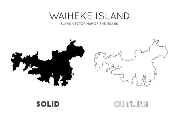 Mapa de la isla de Waiheke Mapa vectorial en blanco de las fronteras de la isla de Waiheke para su infografía — Vector de stock