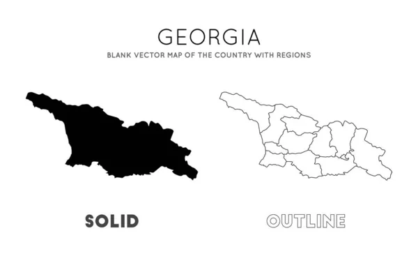 Gruzja mapa pusta mapa wektorowa kraju z regionami granice Gruzji dla Twojej infografiki — Wektor stockowy