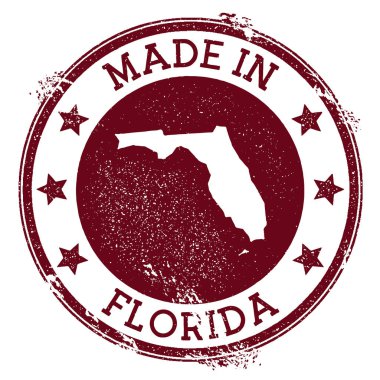 Florida damgalı Grunge kauçuk damgalı Florida metni ve eyalet haritalı simetrik
