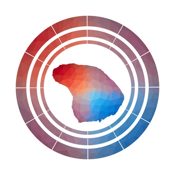 Яркий градиентный логотип острова в низком поли стиле разноцветный Lanai округлый знак с — стоковый вектор