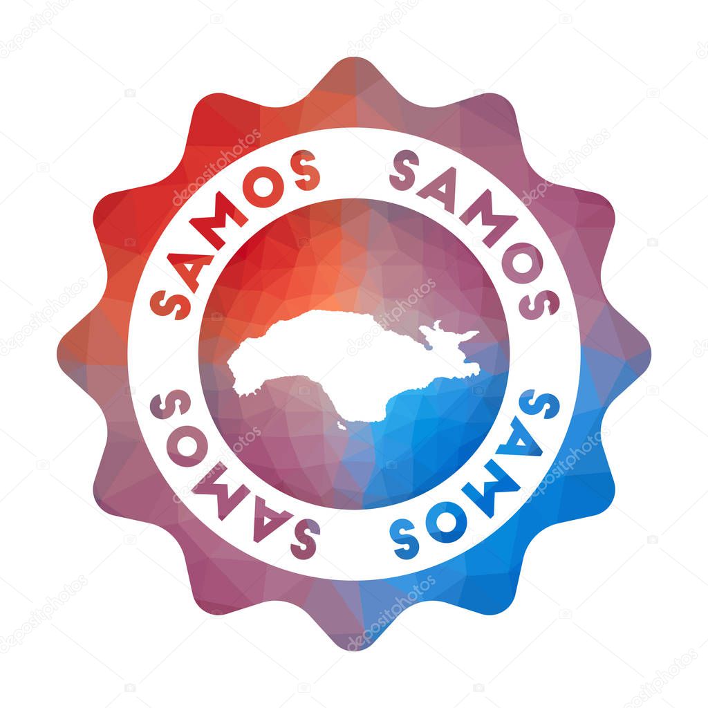 Samos low poly logo Colorful gradient travel logo of the island in geometric style Multicolored