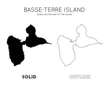 BasseTerre Island map Blank vector map of the Island Borders of BasseTerre Island for your clipart
