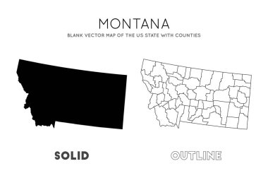 Montana haritası Abd Eyaleti'nin boş vektör haritası ile Montana sınırları sizin için