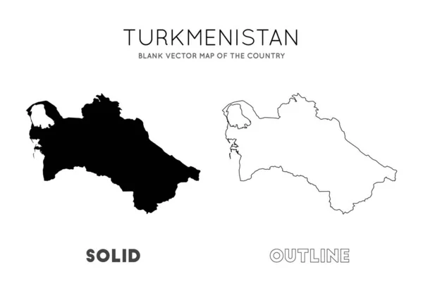 Turkmenistán mapa mapa vectorial en blanco de las fronteras nacionales de Turkmenistán para su infografía — Vector de stock