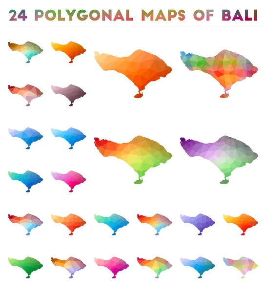 Набор векторных полигональных карт Бали Яркая градиентная карта острова в низком полигональном стиле — стоковый вектор