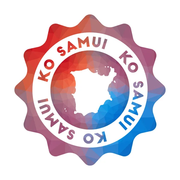 Logotipo de poli bajo de Ko Samui Logotipo de viaje de degradado colorido de la isla en estilo geométrico Multicolor — Vector de stock