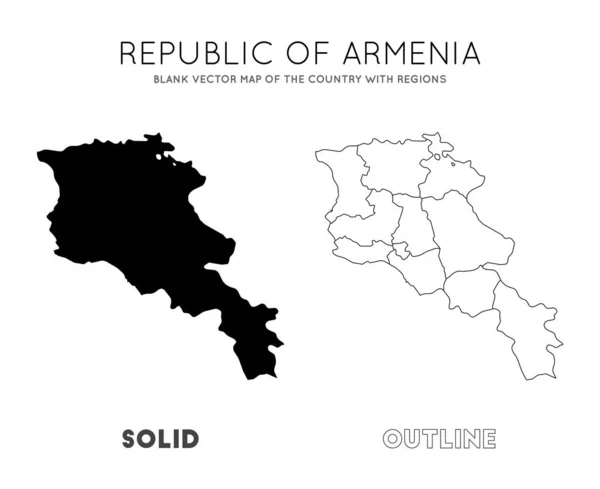 Armenien karta tom vektor karta över landet med regioner gränsar till Armenien för din infografik — Stock vektor