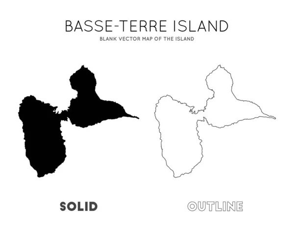 Карта острова БассеТерре Бланк векторная карта острова Границы острова БассеТерре для вашего — стоковый вектор