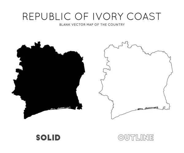 Mapa de Costa de Marfil Mapa vectorial en blanco de las fronteras nacionales de Costa de Marfil para su infografía — Vector de stock
