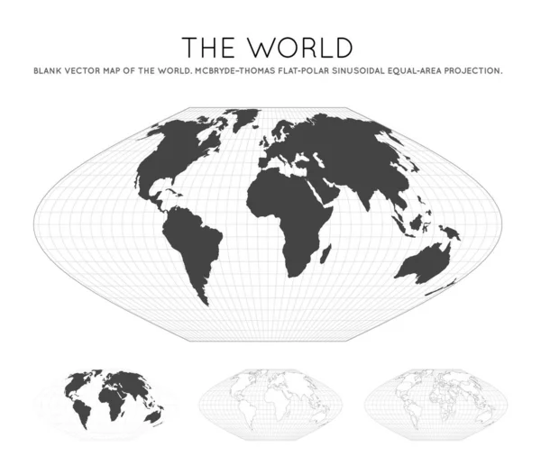 Map of The World McBrydeThomas flatpolar sinusoidal equalarea projection Globe with latitude — Stock Vector