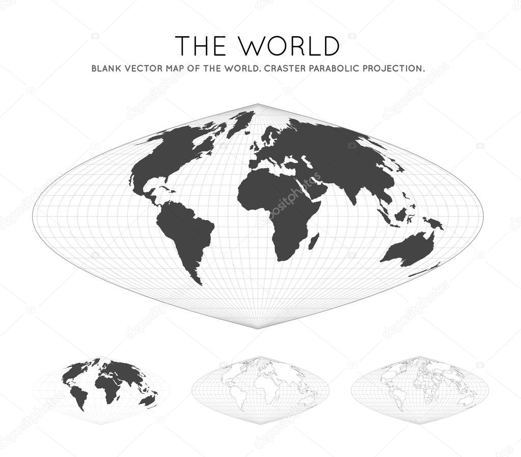 Mapa del Mundo Proyección parabólica Craster Globo con líneas de