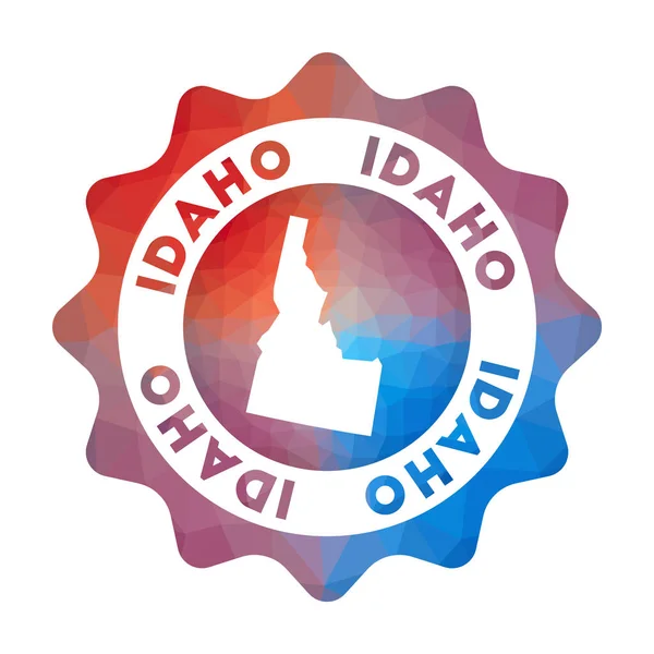 Idaho alacsony poli logó Színes gradiens utazási logó az amerikai állam geometrikus stílusban Sokszínű — Stock Vector