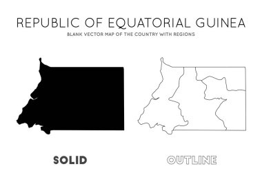 Ekvator Gine Haritası bölgeler ile ülkenin boş vektör Haritası Ekvator Ginesi sınırları