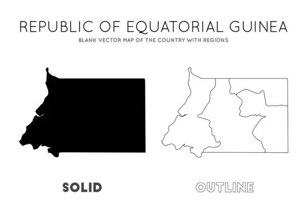 Mapa da Guiné Equatorial Mapa vetorial em branco do País com regiões Fronteiras da Guiné Equatorial — Vetor de Stock