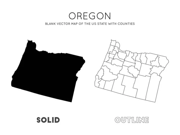 Mapa de Oregon Mapa vectorial en blanco del estado de Estados Unidos con condados Fronteras de Oregón para su infografía — Vector de stock