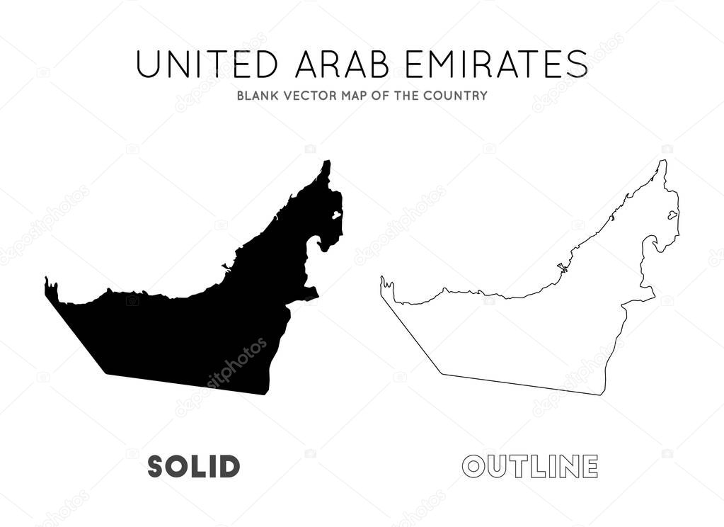 UAE map Blank vector map of the Country Borders of UAE for your infographic Vector illustration