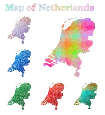 Hollanda 'nın handdrawn Haritası renkli ülke şekli Sketchy Hollanda haritaları koleksiyonu vector