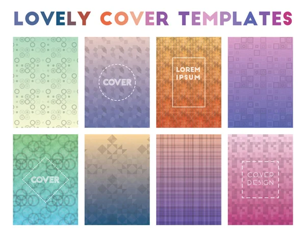 Lovely Cover Templates Padrões geométricos surpreendentes Fundo atraente Ilustração vetorial —  Vetores de Stock