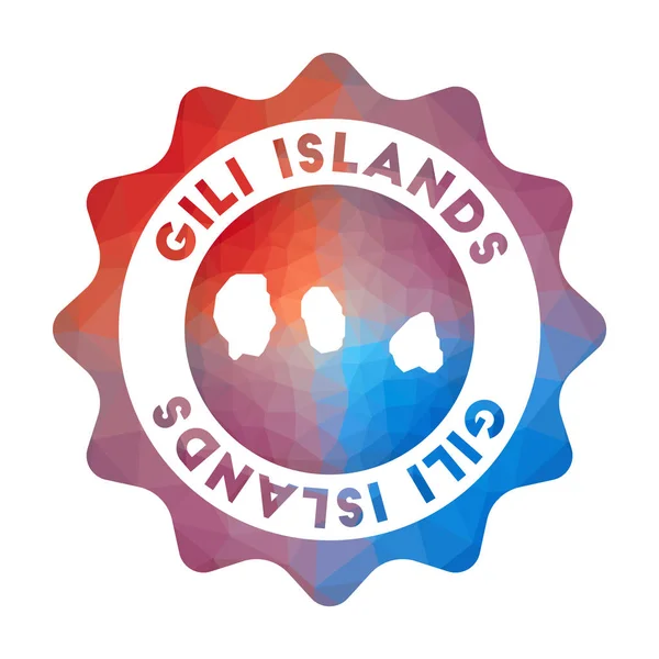 Logotipo de poli bajo de las Islas Gili Logotipo de viaje degradado colorido de la isla en estilo geométrico — Vector de stock