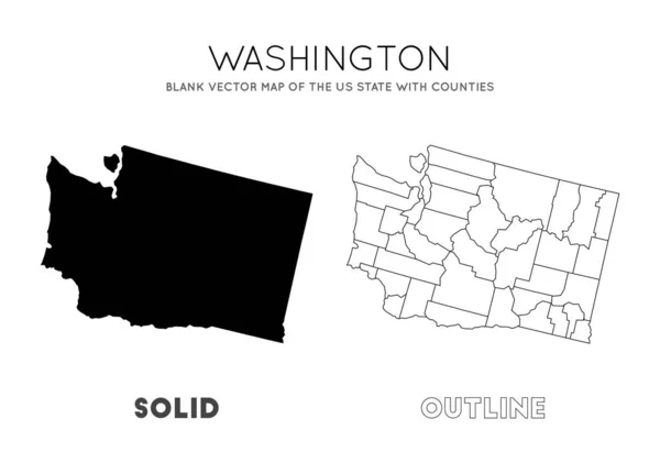 Вашингтон карта порожня Векторна карта США держава з повітами кордонів Вашингтона для вашого — стоковий вектор