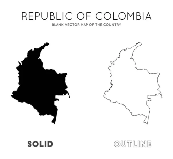 Colômbia mapa Mapa vetorial em branco das fronteiras do país da Colômbia para o seu infográfico Vetor — Vetor de Stock