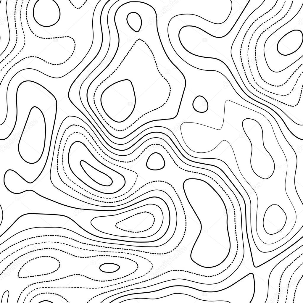 Topographic map lines Actual topography map Black and white seamless design superb tileable