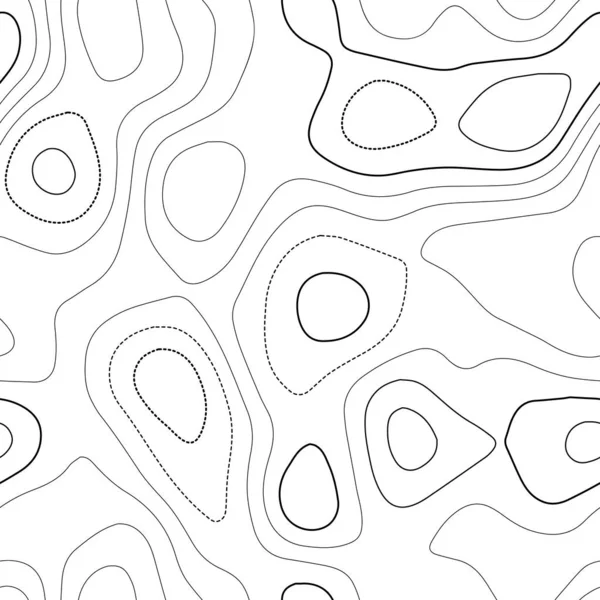 Lignes de carte topographique Carte topographique actuelle Design sans couture noir et blanc carrelable original — Image vectorielle