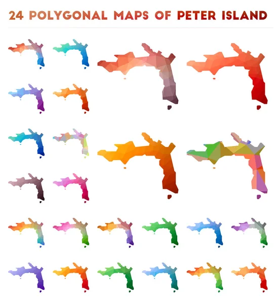 Набір векторних полігональних карт Пітера острова яскрава Градієнтна карта острова в стилі низького поліфонія — стоковий вектор