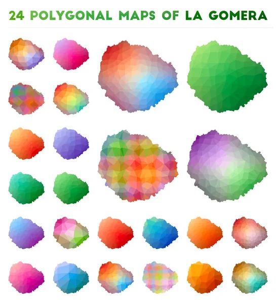 Набір векторних полігональних карт з Ла Гомера яскрава Градієнтна карта острова в стилі низького поліфонія — стоковий вектор