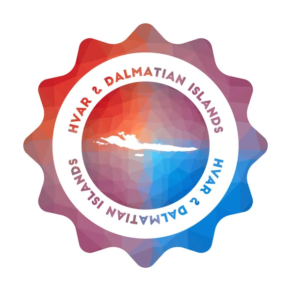Logotipo polivinílico bajo de Hvar Dalmatian Islands Logotipo colorido del recorrido del gradiente de la isla en geométrico — Vector de stock