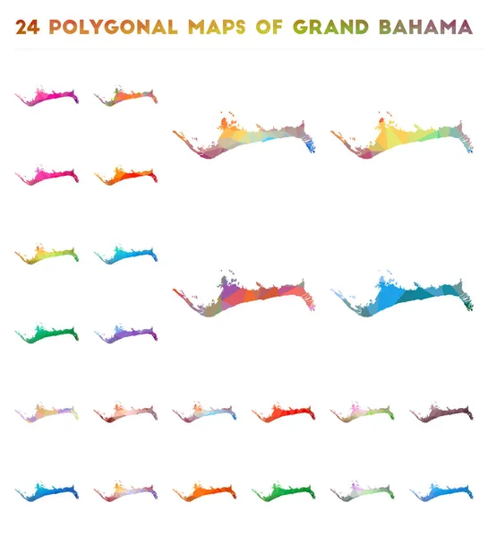 Набір векторних полігональних карт великої Багама яскрава Градієнтна карта острова в стилі низького поліфонія — стоковий вектор