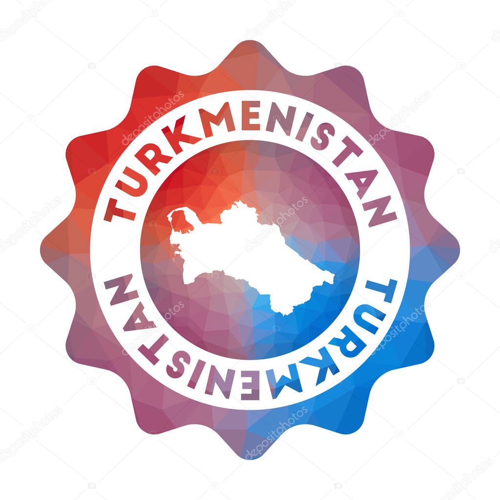Turkmenistan low poly logo Colorful gradient travel logo of the country in geometric style