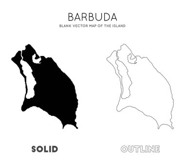 Barbuda harita Infografik Vektör için Barbuda Adası Sınırları Boş vektör haritası