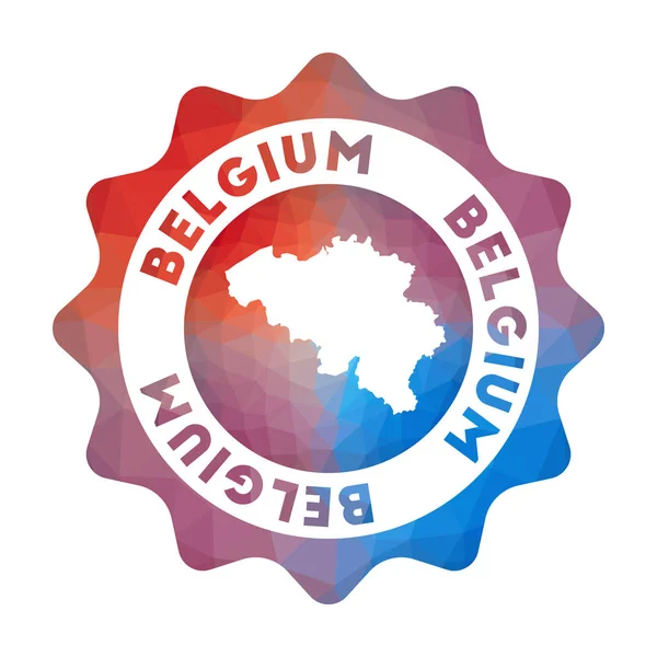 Logotipo polivinílico bajo de Bélgica Logotipo de viaje degradado colorido del país en estilo geométrico Multicolor — Vector de stock