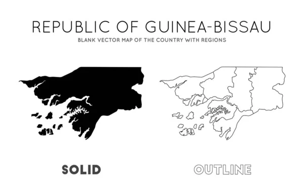 Guineabissau mapuje prázdnou vektorovou mapu země s kraji hranice Guineje — Stockový vektor