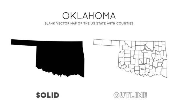 Oklahoma harita Sizin için Oklahoma ilçe sınırları ile ABD Eyaleti Boş vektör haritası — Stok Vektör