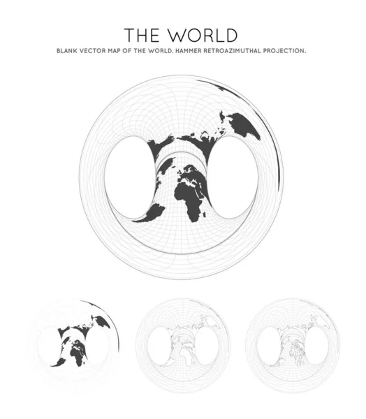Kaart van de wereld hamer retroazimuthal projectie Globe met breedtegraad en lengtegraad lijnen wereld — Stockvector