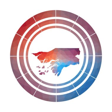 Düşük poly tarzı Çok renkli Ginebissau ülkenin Ginebissau rozeti Parlak degrade logosu