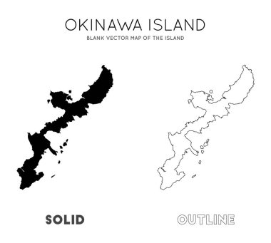 Okinawa Adası harita Infographic için Okinawa Adası Ada Sınırları Boş vektör haritası