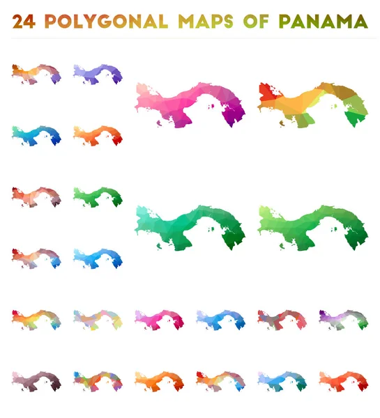 Panama Parlak degrade ülke düşük poli tarzında vektör çokgen haritalar kümesi — Stok Vektör