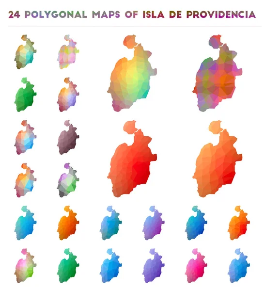 Conjunto de mapas poligonales vectoriales de Isla de Providencia Gradiente mapa de isla en poli bajo — Vector de stock