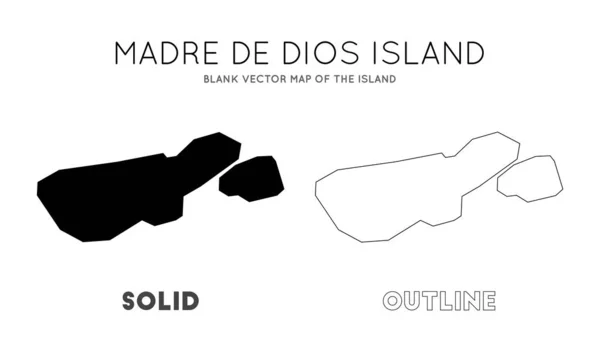 Мадре де DIOS карта острова порожня Векторна карта острова кордонів Мадре де DIOS острів для вашого — стоковий вектор