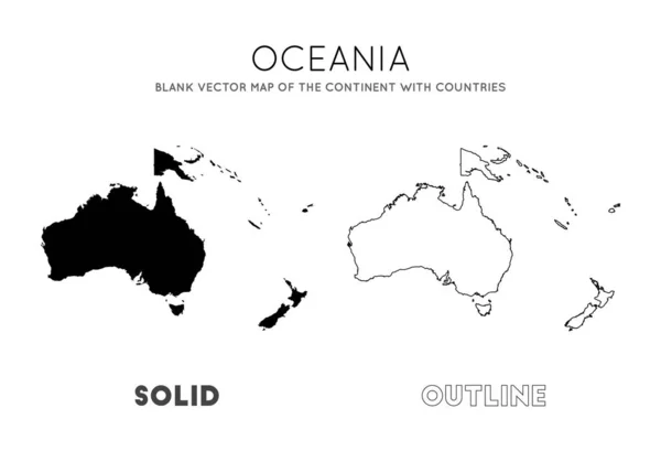 Mapa de Oceanía Mapa vectorial en blanco del continente con países Fronteras de Oceanía para su — Vector de stock