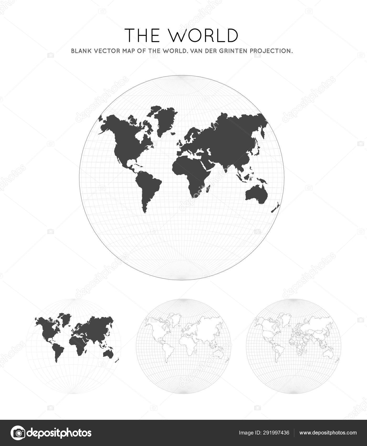 Carte Du Monde Van Der Grinten Projection Globe Avec