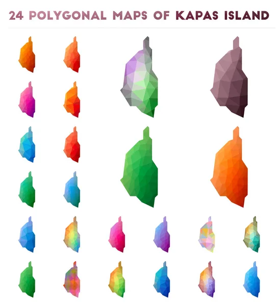 Kapas Adası Düşük poli stilinde adanın parlak degrade haritasıvektör poligonal haritalar kümesi — Stok Vektör