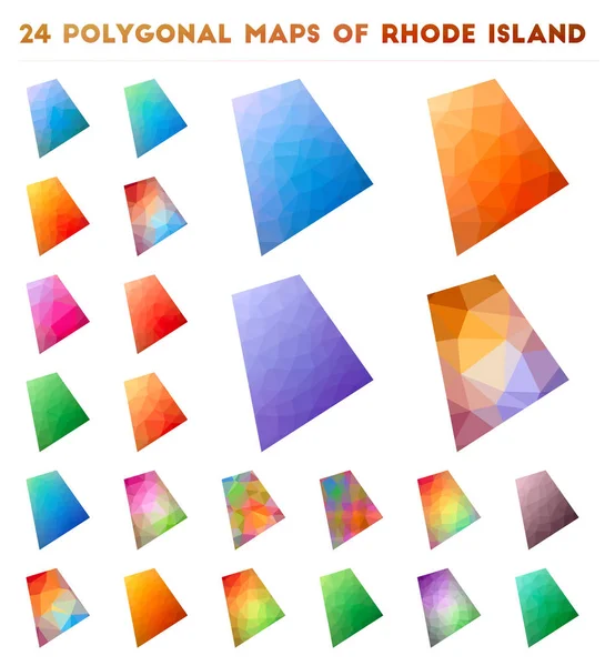 Набір векторних полігональних карт Род-Айленд яскрава карта градієнта штату США в стилі низького поліфонія — стоковий вектор