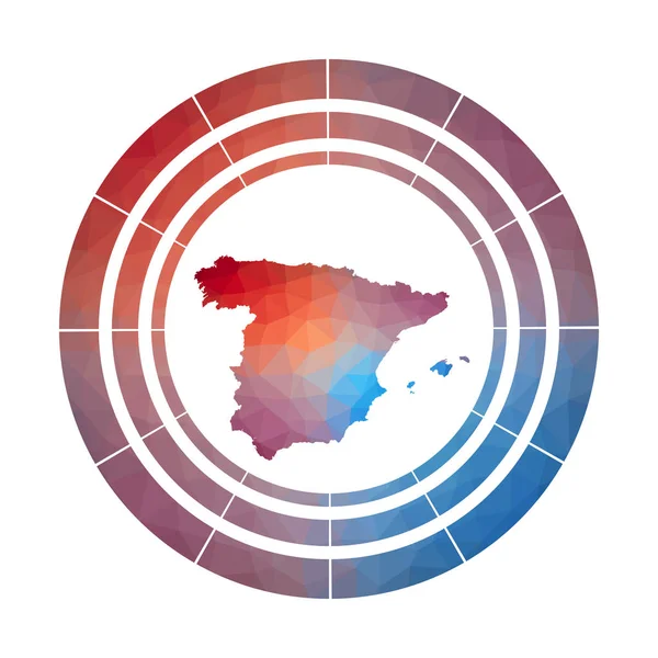 Insignia de España Bright gradient logo del país en estilo polivinílico bajo Signo redondeado de España multicolor con — Vector de stock