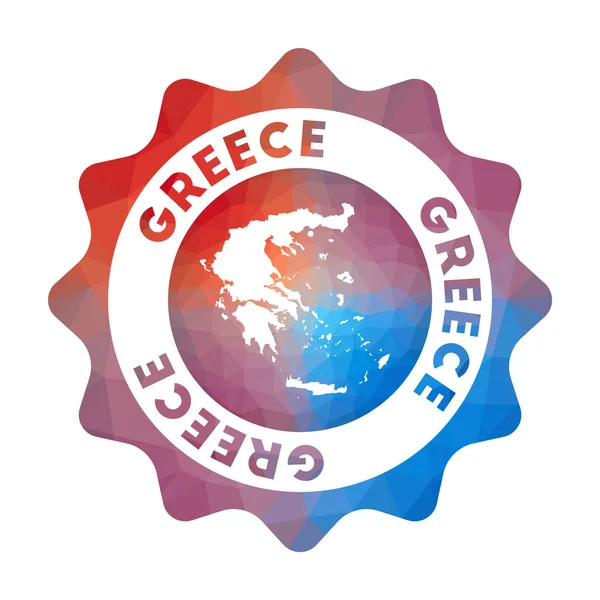 ギリシャ低ポリロゴ 幾何学的なスタイルの国のカラフルなグラデーション旅行ロゴ多色 — ストックベクタ